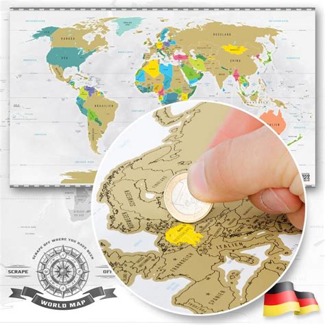 Weltkarte Zum Rubbeln Deluxe Original Scratch Off World Map