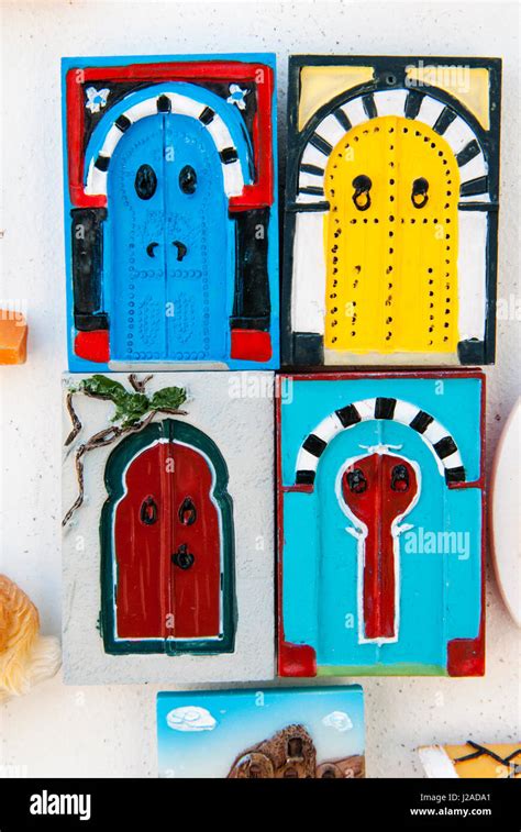 Paintings of Tunisian doors, Tunisia, North Africa Stock Photo - Alamy