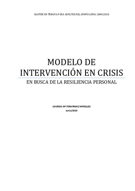 Pdf Modelo De IntervenciÓn En Crisis