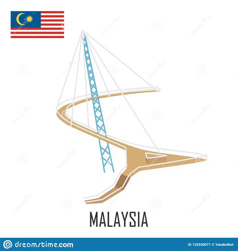 Landmark Of Langkawi Malaysia Sky Bridge Stock Vector Illustration