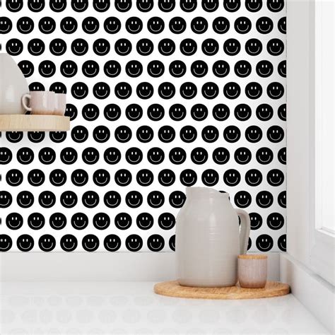 black and white happy face smiley guy 2 | Spoonflower