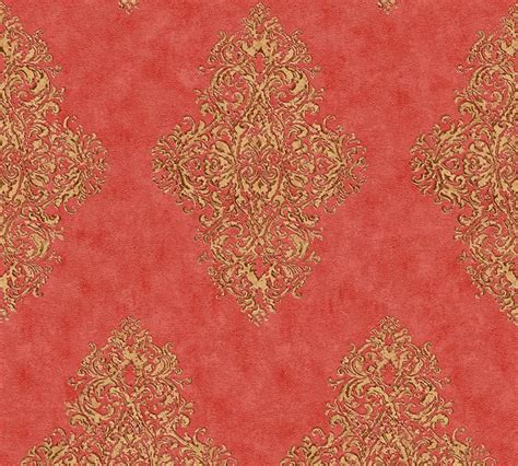 Non Woven Wallpaper Ornaments Classic Red Gold Ap