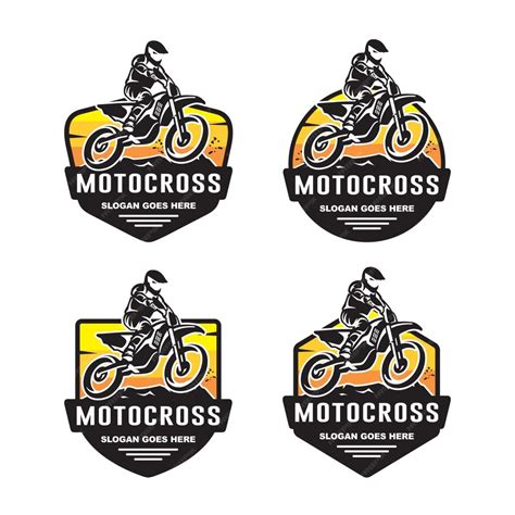 Conjunto De Plantillas De Logotipo De Motocross Vector Premium