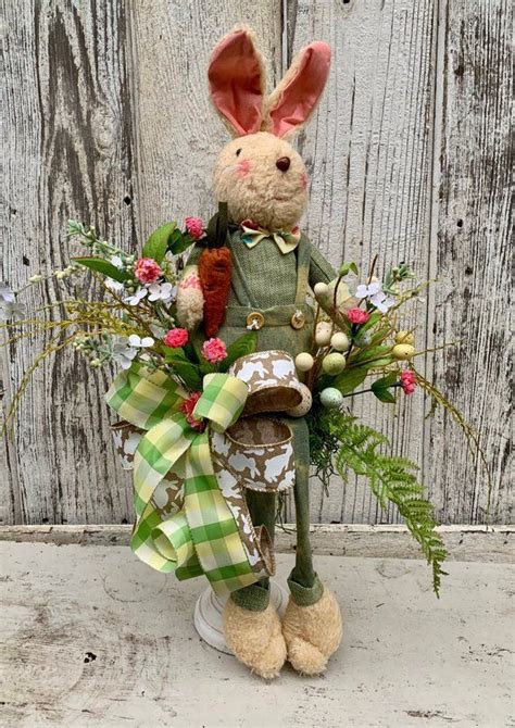 Super Sweet Bunnies Hanging Out On A Whitewashed Wood Candlestick With