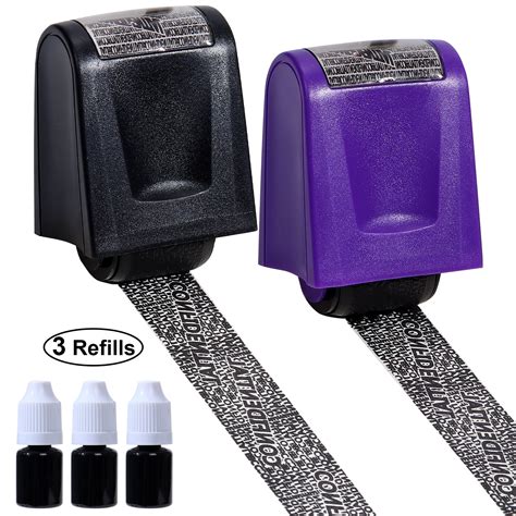 2 Pack Identity Theft Protection Roller Stamp Set Confidential Roller