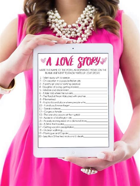 Printable Love Story Bridal Shower Game