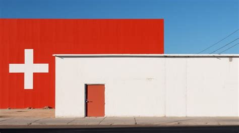 Un Edificio Rojo Con Una Cruz Blanca En El Lado Foto Premium