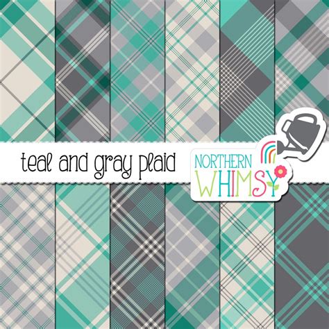 Teal And Gray Seamless Diagonal Plaid Northern Whimsy Design