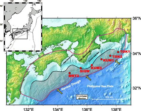 Locations Of Seafloor Geodetic Observation Network Sites Along The