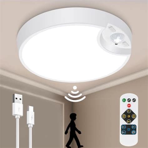 Lineway Battery Powered Ceiling Light Rechargeable Motion Sensor Closet