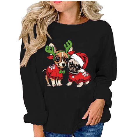 Reoriafee Merry Christmas Plaid T Shirts Women Cute Santas Graphic Long