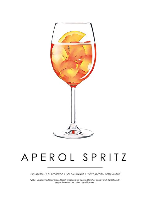 Aperol Spritz Opskrift Cocktail Plakat Praktiske Cocktail Plakater