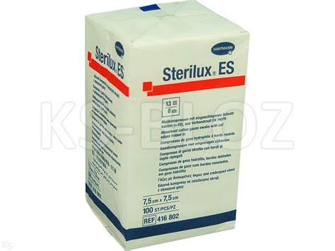 Sterilux ES Kompresy niejałowe z gazy 13 nitkowe 8 warstwowe 7 5 x 7 5