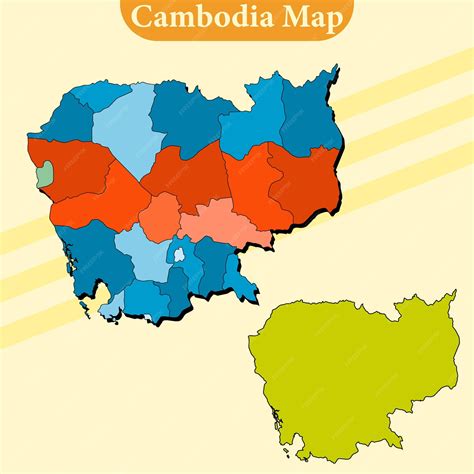 Premium Vector | Cambodia map vector with regions and cities lines and