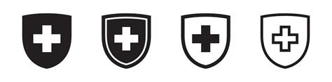 Immune System Icon Medical Cross In The Shield Vector Illustration