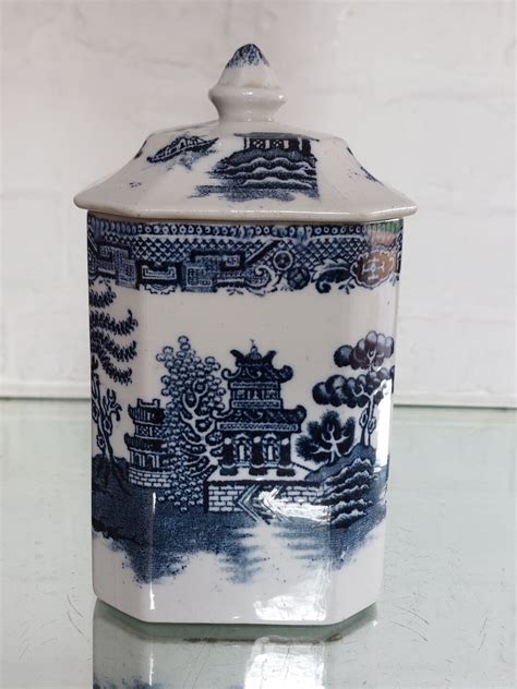 Rare Antique Gibsons Willow Pattern 63 Lidded Jar C1920 Etsy