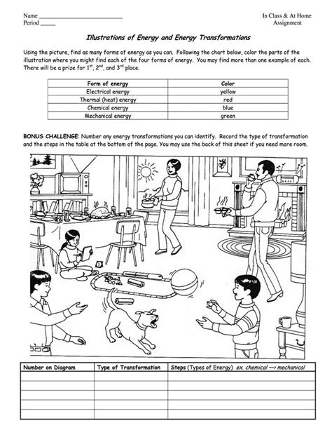 Energy Transformation Worksheet Answer Key 1st Grade Worksheets