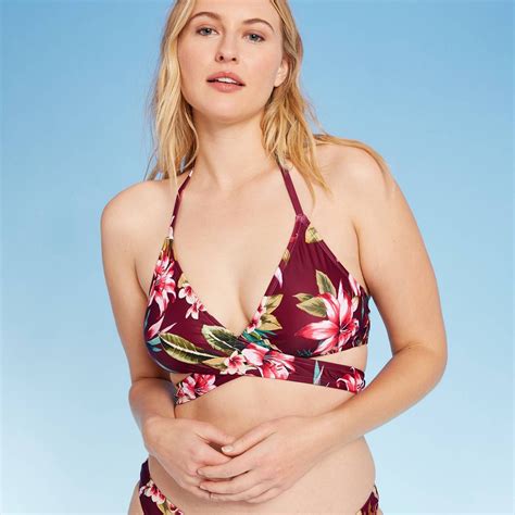 Women S Wrap Halter Bikini Top Shade Shore Plum Floral In