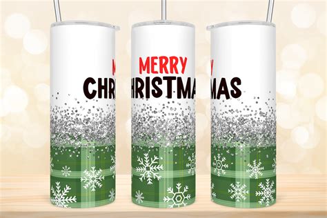 Merry Christmas Green Plaid Tumbler Wrap Graphic By Tintin Design