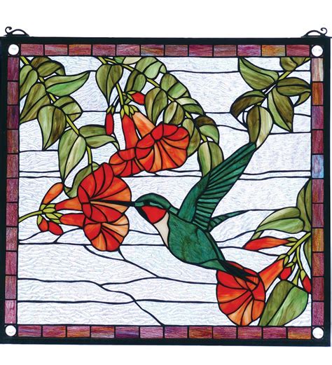 Sweet Hummingbird Stained Glass Panel | Wind and Weather