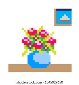 Pixel Art Flower Vase Stock Vector Royalty Free Shutterstock