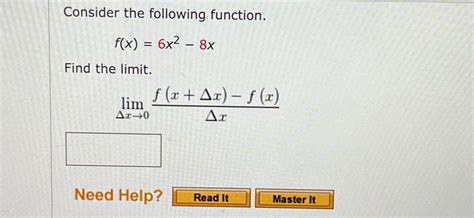 Solved Consider The Following Function F X 6x2 8xfind The