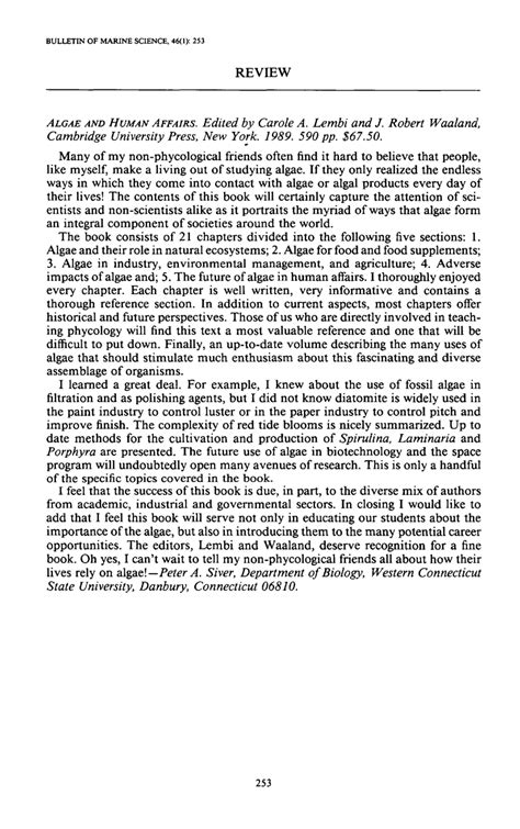 (PDF) Algae and Human Affairs