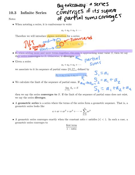 Infinite Series Infinite Series Notes When Notating A Series It