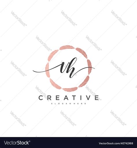 Vh Initial Handwriting Minimalist Geometric Logo Vector Image