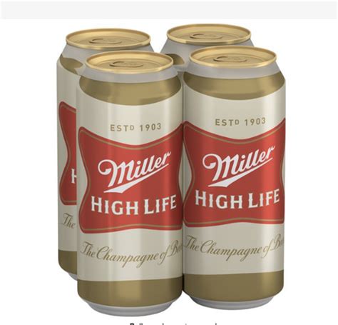 Miller High Life Lager Beer, 4 Pack, 16 fl oz Cans, 4.6% ABV | Garcia ...