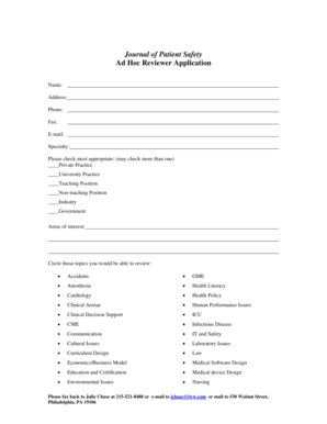 Fillable Online Reviewer Application Form PDF Ovid Fax Email Print