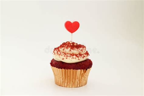 Red Velvet Cup Cake For Valentine S Day Stock Photo Image Of Heart