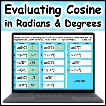 Evaluating Cosine in Radians and Degrees by Math with Nicole Tomei