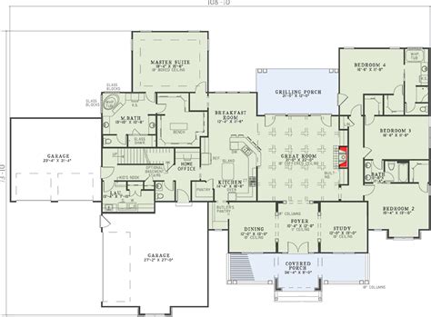 3600 Square Foot One Story House Plan With Elegant Coffered Ceiling