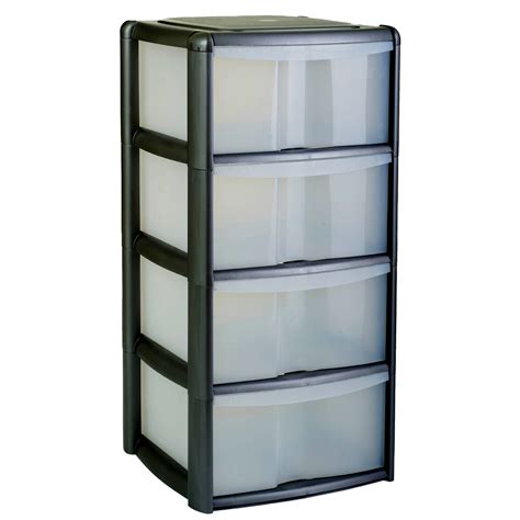 Black 4 Drawer Tower Storage Unit Wilko