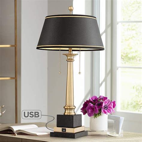 Georgetown Brass Finish Desk Lamp With Usb Port 39r91 Lamps Plus