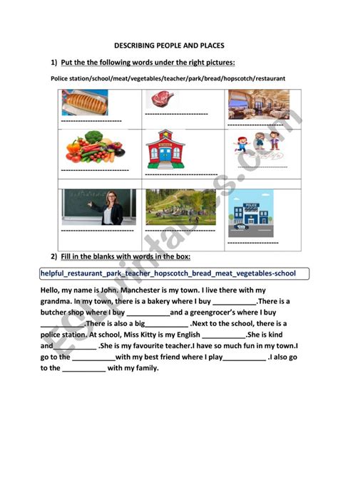 Describing People And Places Esl Worksheet By Salimememe