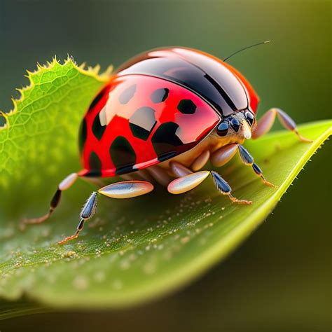 Premium Ai Image Ladybug With Black Eyes In Macro Super Macro Photo