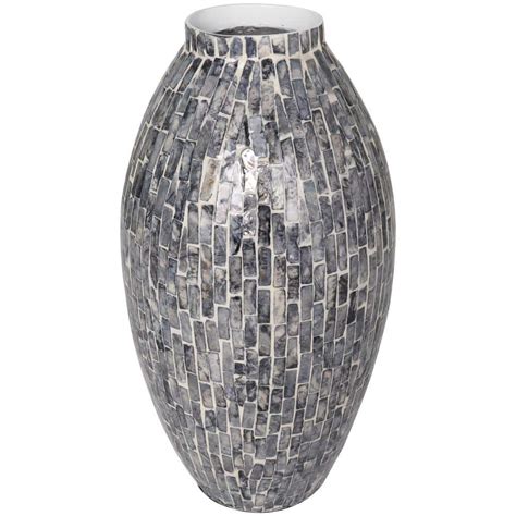 Litton Lane In Gray Handmade Mosaic Inspired Mother Of Pearl Shell