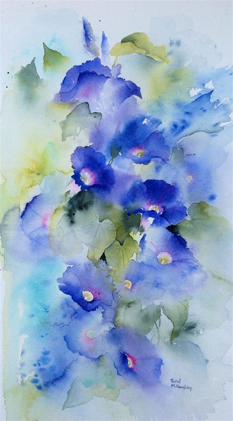 Might Be Too Muddy Morning Glory Watercolour Painting Watercolor