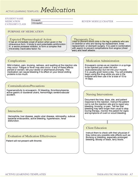 Heparin Medication Template