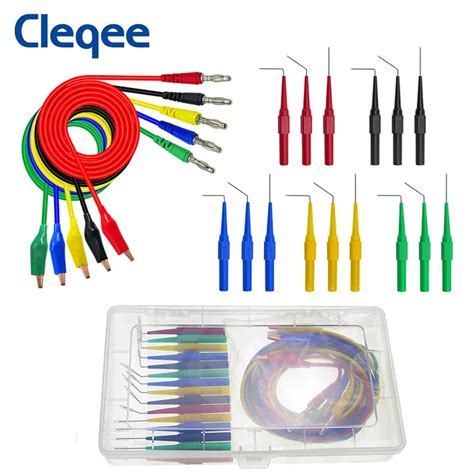 Cleqee P1920 20pcs Set Back Probe Kit 4mm Banana Plug To Alligator Clip Multimeter Test Lead