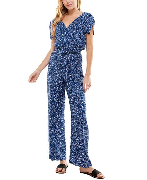 Kingston Grey Juniors Floral Print Tie Waist Jumpsuit Macys