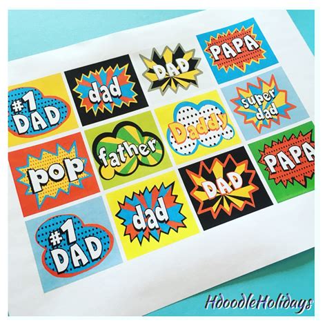 DIGITAL Super Dad Father S Day Cupcake Toppers Tags Labels Decoration