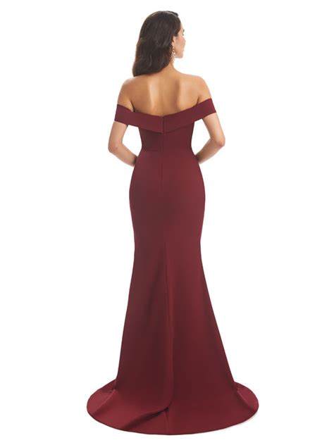 Sexy Soft Satin Off Shoulder Side Slit Floor Length Mermaid Bridesmaid