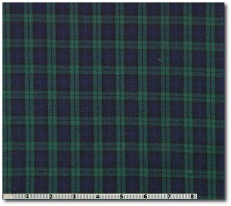 BLACK WATCH tartan fabric by the yard 65% polyester 35% viscose, small sett