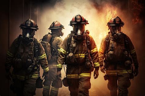 Premium Ai Image Fire Department With Firefighters In Full Gear And