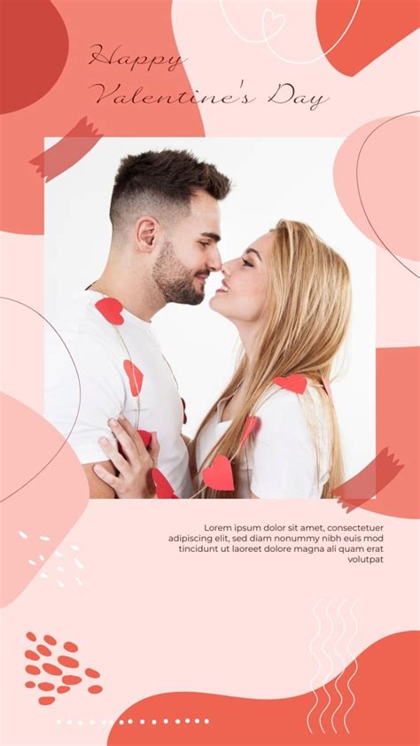 Red Waves Photo Couple Valentines Day Instagram Story Template