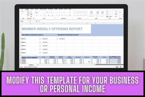 Church Weekly Offering And Contribution Spreadsheet Calculator Track