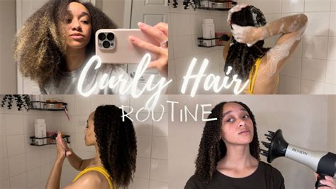 Curly Hair Routine Wash Diffuse Style Youtube